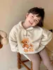 Felpa con cappuccio 2023 inverno nuovi bambini ragazzi in pile Felpa per orso carino stampato ldren casual pullover sciolte ragazze calde vestiti per bambini h240508