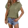 T-shirts voor dames Mode Ronde hals Trui Gebreid Dikke naald Casual zak Effen Top Kleur Officiële winkel Ropa De Mujer Camisas