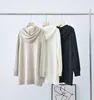 Maglieria da donna Naizaiga 100 lana merino con cappuccio a maniche lunghe che borda Beige Bianco Grigio Cardigan da donna Maglione da ragazza PZ224