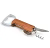 Openers Wooden Handle Bottle Opener Keychain Knife Pulltap Double Hinged Corkscrew Stainless Steel Key Ring Opening Tools Bar BC ZZ