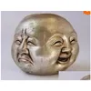 Arts and Crafts Vintage Chiny039s Old White Sier 5cm Lucky Four Face Buddha Statues Tibetan Bronze7755626 Drop dostawa dom Dom Garden Dhowl