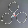 Charm Bracele T s Family 925 Erling Silver Drop Glue Rive Hear 4mm ronde kraal Ee Love Enamel Crowd Bl7n