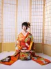 Ethnische Kleidung Damen Japanisches traditionelles formelles Yukata-Blumendruck-Langarm-Kimono-Bühnenkleid Cosplay-Kostüm