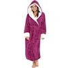 Women's Sleepwear Women Robes Kimono Sexy Long Bathrobe Thermal Bath Pink Extra Dressing Luxury Grid Gown Flannel Fur Bridesmaid Winter Warm