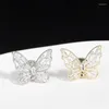 Brosches Yysunny Classic Gold Plated Butterfly For Women Zircon Badge Fixed Clothing Accessories Smycken Gutterfly Corsage Gift