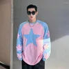 Men's T Shirts SYUHGFA Clothing Korean Long Sleeve Star Design T-shirt 2024 Spring Round Collar Oversized Shirt Tee Tops For Male