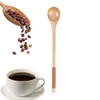 Spoons Round Handle Wrapped Wooden Spoon Coffee Stirring Japanese Style Long Measuring Dessert