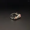 Klaster Pierścienie Hoyon 925 Srebrny kolor Naturalny różowy pierścień topazowy dla kobiet Anillos's Bizuteria Jewelry Diamond Style