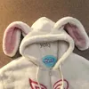 Men's Hoodies Sweatshirts Hoodie Cotton Clothing Women Cute Fun Bunny Ears Lamb Velvet Clothes New Fashion Loose Zipper Warm Coat Streetwearyolq