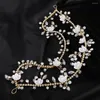 Kopfschmuck Gold Strass Kristall Braut Stirnband für Frauen Blume Hochzeit Haarschmuck Braut Accessoires trendige handgemachte Kopfbedeckung Tiaras