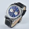 Car style Watch Men Green Quartz chronograph Movement Brown leather strap Wristwatch 42mm Steel case Gentleman clock