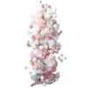 Decoratieve bloemen roze kunstmatige roos hortensia boog decor hang bloem rij bruiloft achtergrond muur 5D bloemstuk feestvenster