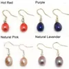 Dangle Earrings Wholesale 7-8mm Black Natural Rainrdrop Freshwater Cultured Pearl 925 Sterling Silver Hooked Earring