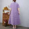 Partykleider Frühling Sommer Retro Chinesisches Kleid 2024 Literatur Kunst Einfarbig Jacquard Temperament Große Größe Kurzarm Z529