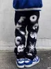 Jeans da uomo Harajuku Nero Hip Hop scommessa Stelle Stampa Jeans Pantaloni Uomo e donna Y2k Moda casual Pantaloni jeans larghi dritti Streetweareffimero