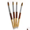 Nail Brushes Brush Flat Round Kolinsky Sable Art Gel Builder Manicure Tool With Wood Handle Mjb001 Drop Delivery Health Beauty Salon T Dhoof