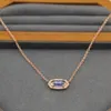 Ontwerper Kendrascott Neclace Jewelry Instagram Minimalistisch Oval Transparant Blue Sandstone Pendant Korte Kendras Scotts kettinghalsketting Collarbone ketting