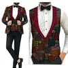 エスニック服アフリカンプリント2ピースメンジャケットとベストダシキ紳士セットバジンプラスサイズ伝統的なwyn1085