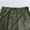 스커트 미디 스팽글 치마 여자 녹색 반짝이 높은 허리 여자 패션에 대한 우아한 길이 2024 빈티지
