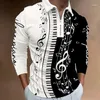 Polos pour hommes printemps européen et américain mode loisirs loisirs équipement de musique simple impression numérique 3D polo à glissière