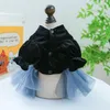 Ropa para perros Ropa para perros Gato Falda de tutú de malla azul Mangas hinchadas negras Vestido de fiesta con lazo Pequeño Primavera Otoño Elegante Chica Artículos lindos para mascotas