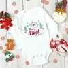 Rompers My First Christmas Newforn Long Sleeve Romper French Deer Printed Baby Outfits Spädbarn Dop Bodysuits Xmas Boys Girls Clothing H240508