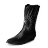 Boots 2024 Winter Pointed Toe Add Wool Women Shoes Ethnic Black Strange Style Heels The Western Half Big Size 34-48
