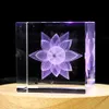 Arts and Crafts 1PC 50mm3D Laser Engraved Crystal Cube Carving Lotus Home Ornament Desktop Decoration DIY Lighting Display Creative Craft Gift YQ240119