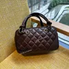 Vintage Women Designer Mini Bowling Bag Quilted Two-Tone Appliques Lambskin Leather Diamond Silver Matelasse Chain 21x11.5cm 4 Colors Purse Tote Shoulder Handbag