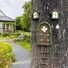 Decorações de jardim acessório de fadas casa estatueta árvore pendurado estátua janela sentado elf escada resina artesanato ornamento para casa