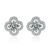 Pendientes de tuerca JEWEJUAN Sterling Sparkling 925 trébol de plata D Color 0.5ct para mujeres fiesta cumpleaños joyería de piedra Dropship