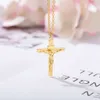 Collier pendentif populaire en or 18 carats avec croix de jésus, bijoux chrétiens à la mode pour hommes