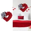 Decorative Flowers Long-lasting Valentine Day Decor Valentine's Heart Shaped Wreath With Black White Bowknot Reusable Indoor/outdoor For