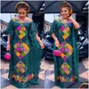 Ethnic Clothing Md Plus Size African Lace Dresses Elegant Women Traditional Dashiki Boubou Wedding Party Hippie Gown Turkey Wears For Dhi71