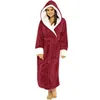 Kvinnors sömnkläder Kvinnor Robes Kimono Sexig lång badrock termisk badrosa rosa extra förband lyx Grid klänning flanell päls brudmaid vinter varm
