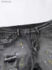 Jeans pour hommes Hommes décontractés créatifs Style de rue haute élasticité peinture éclaboussures déchiré conception Slim Fit jean Denim pantalon pour le printemps été L240119