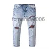 Jeans da uomo Uomo Jean Pantaloni Hip Hop Street Trend Cerniera Foro alto Stile Denim Decorazione catena Pantaloni con pannelli strappati Natale 1S7T