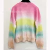 Women's Knits & Tees Designer Channel Brand Wind Round Neck Rainbow Colored Knitted Sweater Sweet and Age Reducing Clothing 2023 Autumn/winter New Style 1D9U