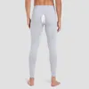 Roupa interior térmica masculina virilha aberta longo johns calças de manutenção quente algodão fino leggings na moda calças apertadas de algodão-lã