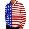 Herrpolos USA American Flag Casual T-shirts Manliga stjärnor och ränder Långärmad poloskjorta Krage Stylish Autumn Design plus storlek 5xl