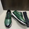 Luxury fashion designer men's business leather shoes handcrafted with leather lace up, low cut 5-10 size green purple brown wedding shoes, spring and summer styles