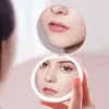 2pcs espelhos 1pc mini espelho de maquiagem luminoso redondo portátil dobrável pequeno espelho compacto com luz usb portátil espelhos de ampliação de maquiagem