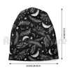 Bérets Lune mystique et motif céleste Bonnets Tricot Chapeau Hip Hop Croissant Cristaux Noir