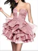 Sexy Sweetheart Homecoming Dresses For Girls Back To School Party Wear Lace Appliques Beaded With Tiers Short Mini Cocktail Dress Formal Club Gown Plus Size