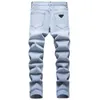 Prasan designer jeans mens byxor linne byxor hip hop män jeans nödställda rippade cyklist smala fit motorcykel denim för män storlek 28-42