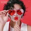 Sunglasses Sexy Heart Diamond Women 2024 Shiny Crystal Tassel Sun Glasses Fashion Female Candy Color Rhinestones Party Eyewear