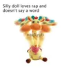 LED Flying Toys Singing Giraffe Plush Singing Interactive Toy skręcanie elektronicznego miękkiego pluszowego oświetlenia, rozmawiając o powtarzaniu żyrafy dla maluch boysvaiduryb