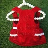 Vêtements pour chiens Robe rouge pour filles Vêtements Bowknot Sling Costume Jupe Petits chiens Chihuahua Chiot