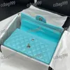 Sky Blue Flap Women Crossbody Designer Bag Silver Hardware Adjustable Chain Luxury Handbag Pochet Card Holder Leather Diamond Lattice Shopping Clutch Pochette