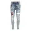 Mens Jeans nödställda motorcykelcyklist Jean Rock Skinny Slim Ripped Hole Letter Top Quality Brand Hip Hop Denim Pants 28-40 859193730